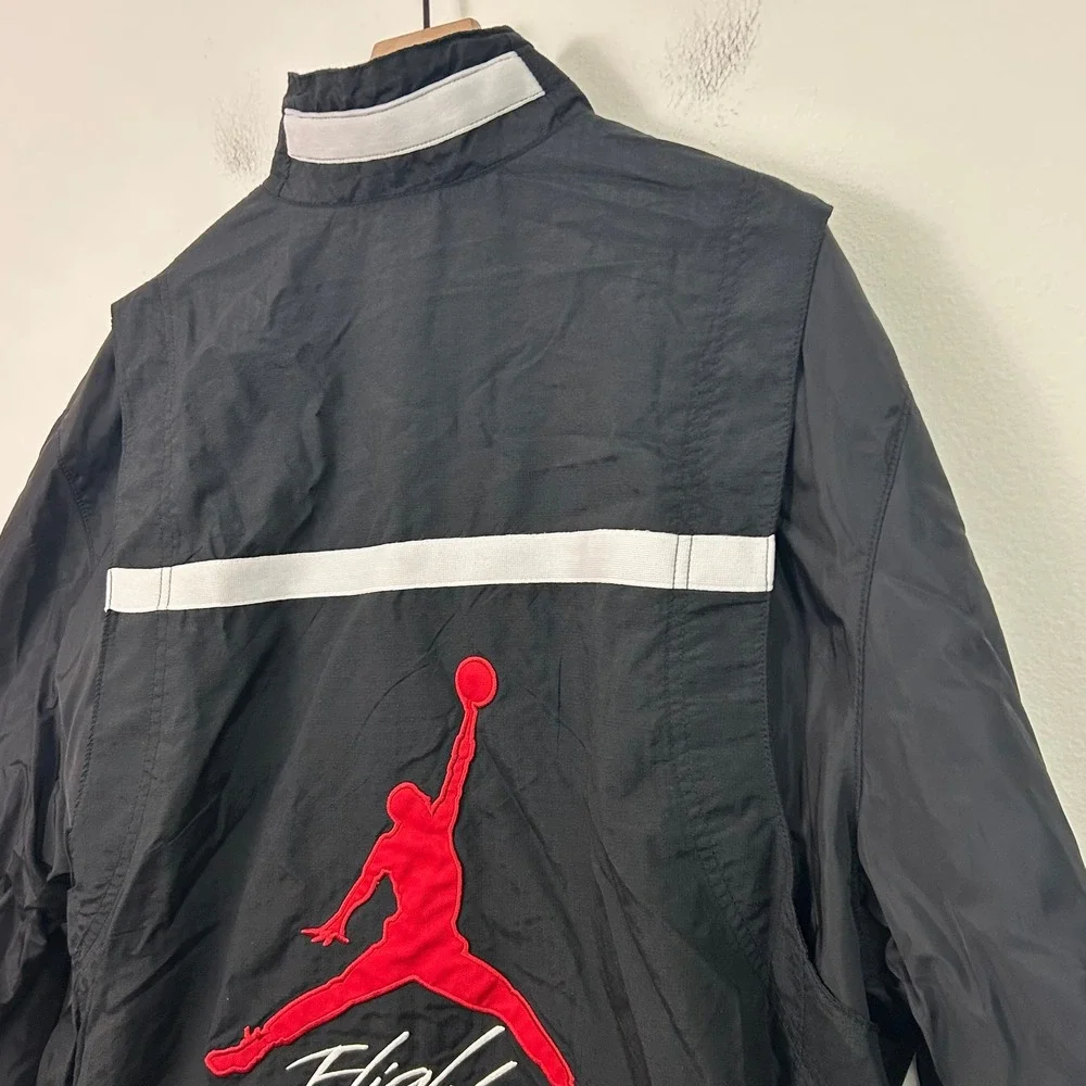Vintage Jordan Flight Windbreaker Pullover Jacket Black Red Jumpman Logo XL - Picture 7 of 16
